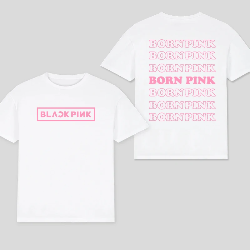 Color: Pink, Size: XL - 100% Cotton T Shirt Men Women T-shirt Black Print Pink Kpop Short Sleeve Casual Oversized Girl Tee Fashion Big Size Clothing