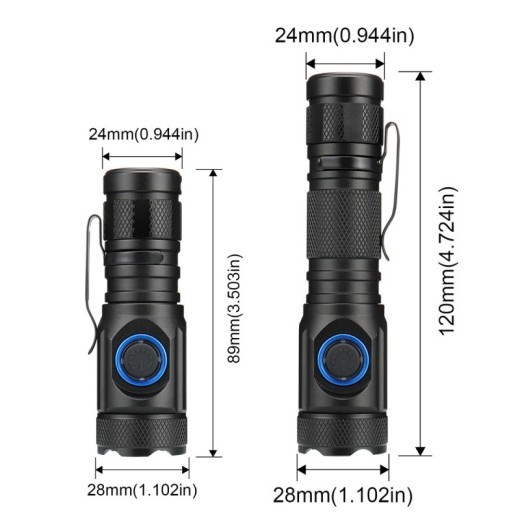 Fashion Simple Rechargeable Powerful Tactical Flashlight