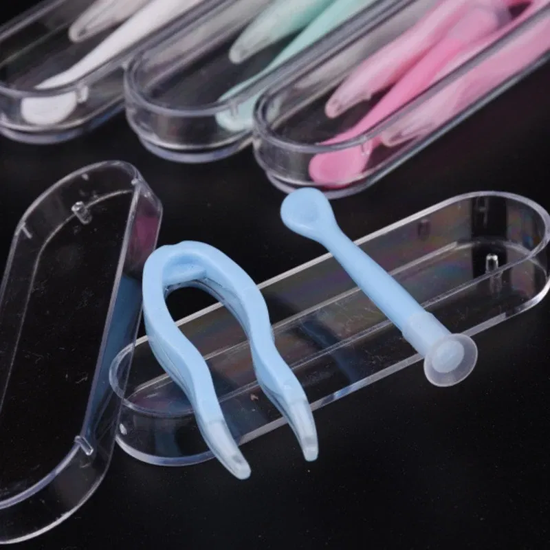 Color: GRAY - Remover Contact Lenses Inserter Color Tweezers Suction Stick Eyes Care Tool Kit Contact Lens Case Clip Stick Tweezers Pupils