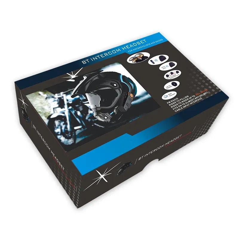Color: Blue - BT-S2NS Motorcycle Helmet BT Headset Intercom Moto Waterproof Multi BT Interphone 1000M Interfones MP3 FM Intercomunicador