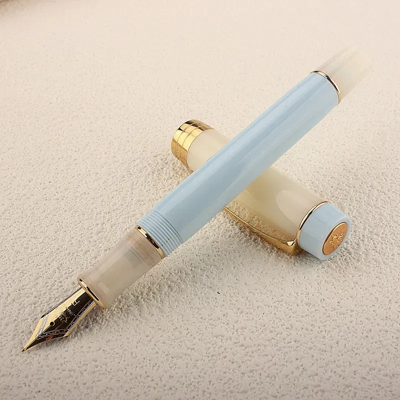 Color: Yellow, Nib Size: XF - JINHAO 100 Centennial Fountain Pen Resin Gold Clip Nib EF F M Students Pens Business Stationery School Office Supplies PK 9019