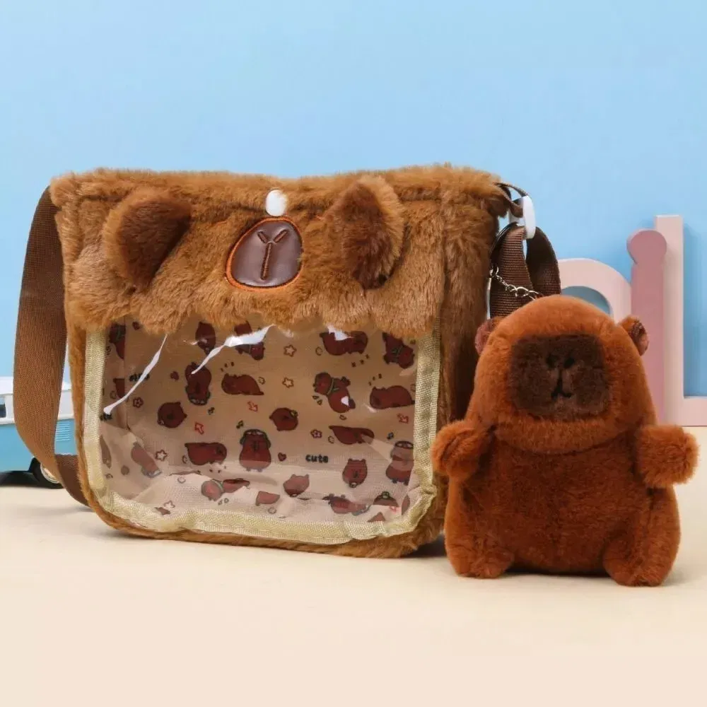 Color: Brown - Shoulder Bag Capybara Plush Backpack Animals Students School Bag Couple