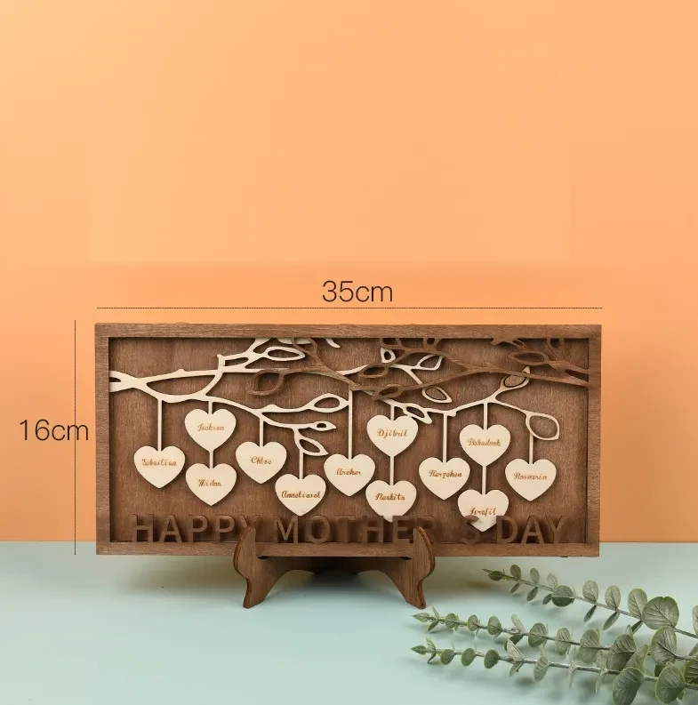 Wooden Personalized Sign Mother's Day Family Tree Photo Frame Ornament