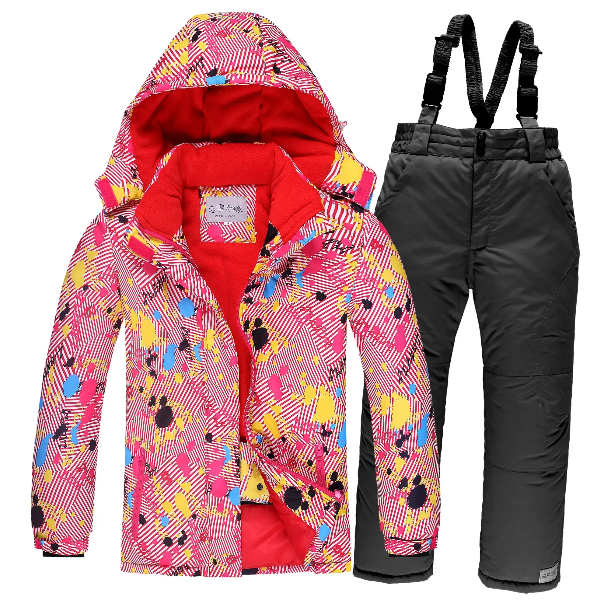 Color: Khaki, Kid Size: 3T - OLEKID 2025 Russia Winter Children Boy Ski Suit Waterproof Girl  Jacket Overalls Snowsuit 3-16 Years Kid Teenage Parka Snow Suit