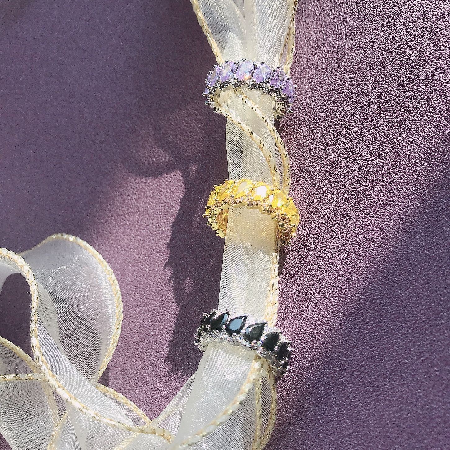 Water Drop Obsidian Plated Ring