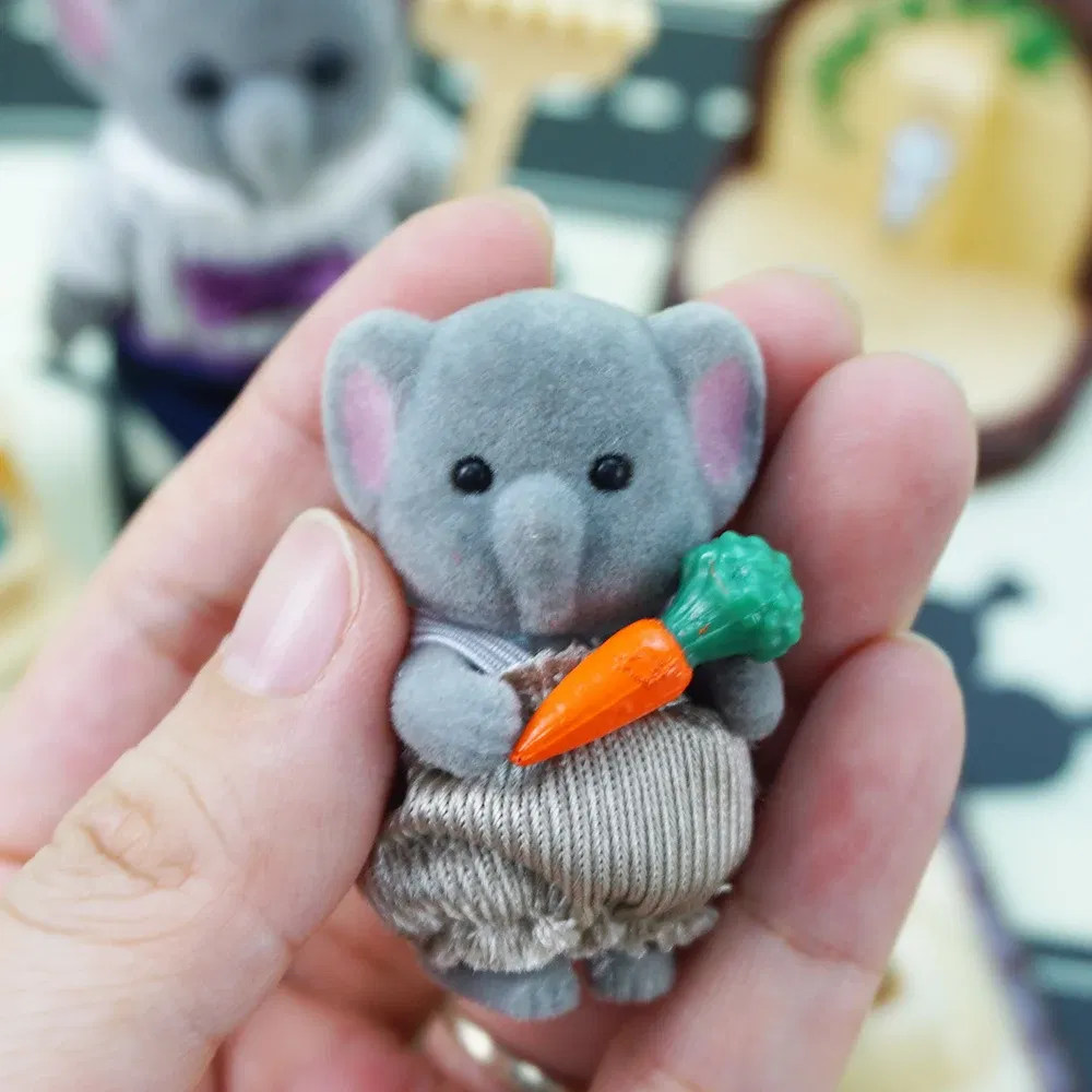 Color: Silver - Simulation Forest Reindeer Family Doll Dollhouse Figures Furniture Set DIY Playset Play House Girls Toys Accessories Xmas Gifts