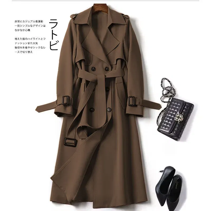 Color: black, Size: M - Autumn Winter Long Sleeve Trench Coat For Women 2024 Fashion Loose Office Lady Long Outerwears Jacket Coats Female Clothing
