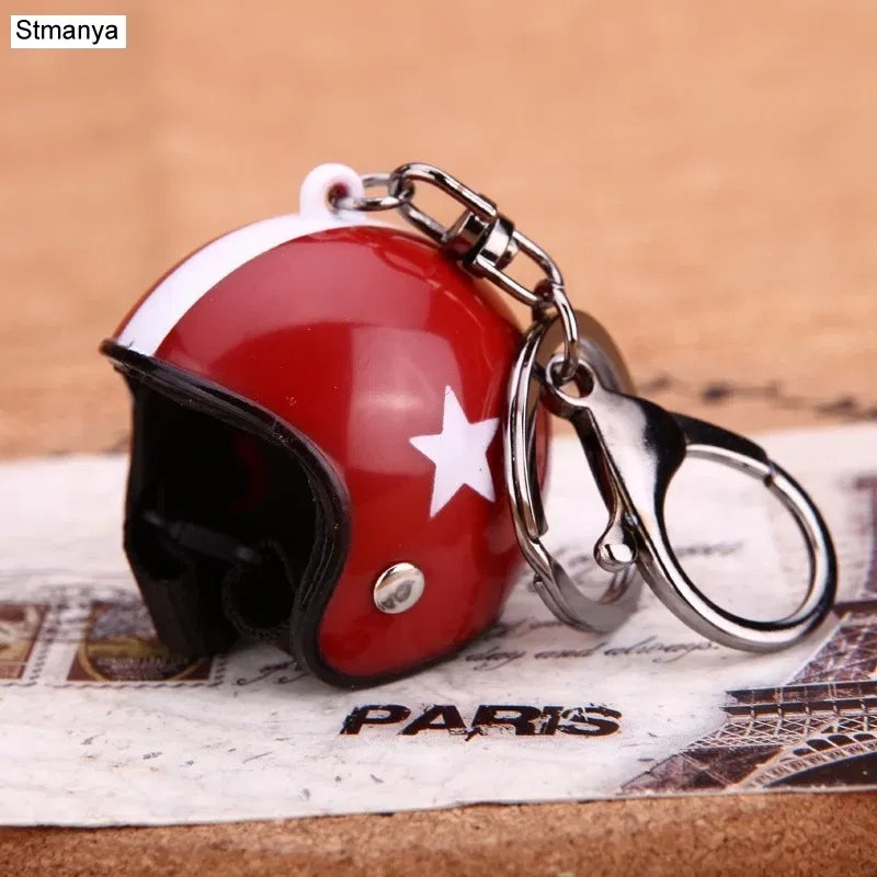 Color: Red - New Motorcycle Helmets Key chain Women men Cute Safety Helmet Car Keychain Bags Hot Key Ring gift Jewelry wholesale 17022