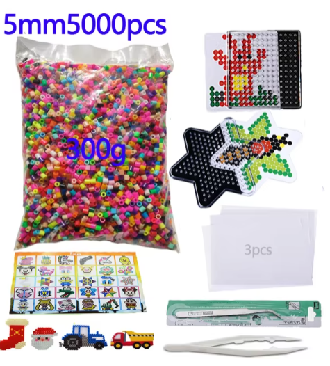 5000pcs large 5mm Hama Beads (2 Template+3 Iron Paper+2 Tweezers)Mini Hama Fuse Beads Diy Kids Educational Toys