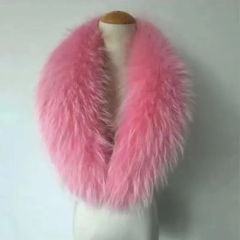 Color: Bright Yellow, Size: XL - Winter Real Fox Fur Collar Woman Furry Natural Raccoon Fur Scarf Shawls Luxury Neck Warmer Wraps For Coat Fur Scarves Large Size