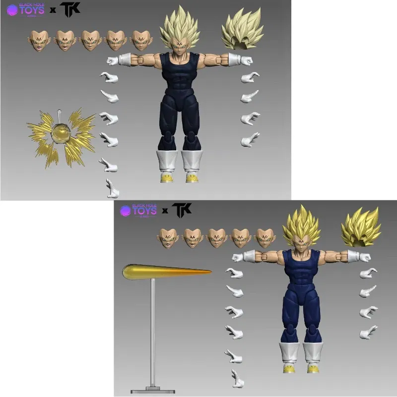 Color: Champagne - In Stock Black Hole Toys & TK Dragon Ball Z SHF Super Saiyan SSJ Majin Vegeta Battle Damage Vegeta Anime Action Figures