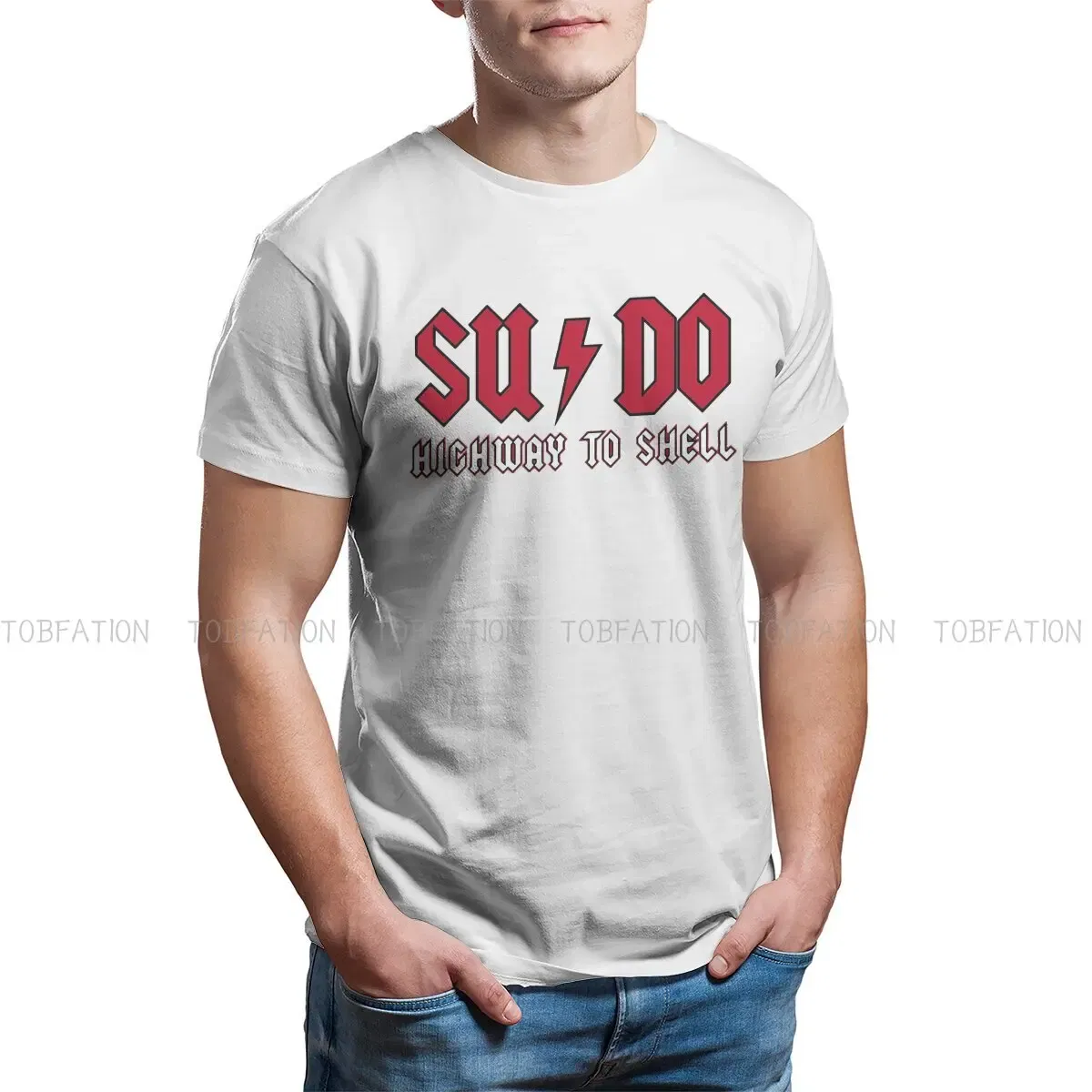 Color: WHITE, Size: S - Highway to Shell Hip Hop TShirt Linux Operating System Tux Penguin Style Tops Leisure T Shirt Men Tee SpecialPolyester