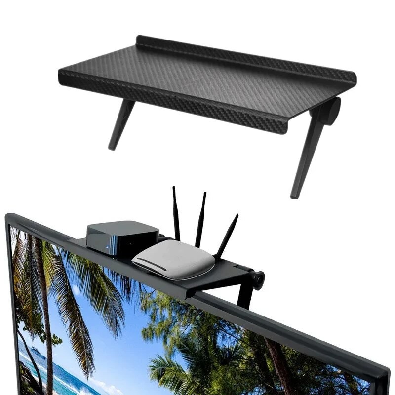 Computer & TV Screen Storage Rack  Wireless Router & Set-Top Box Organizer, No-Perforation Bracket