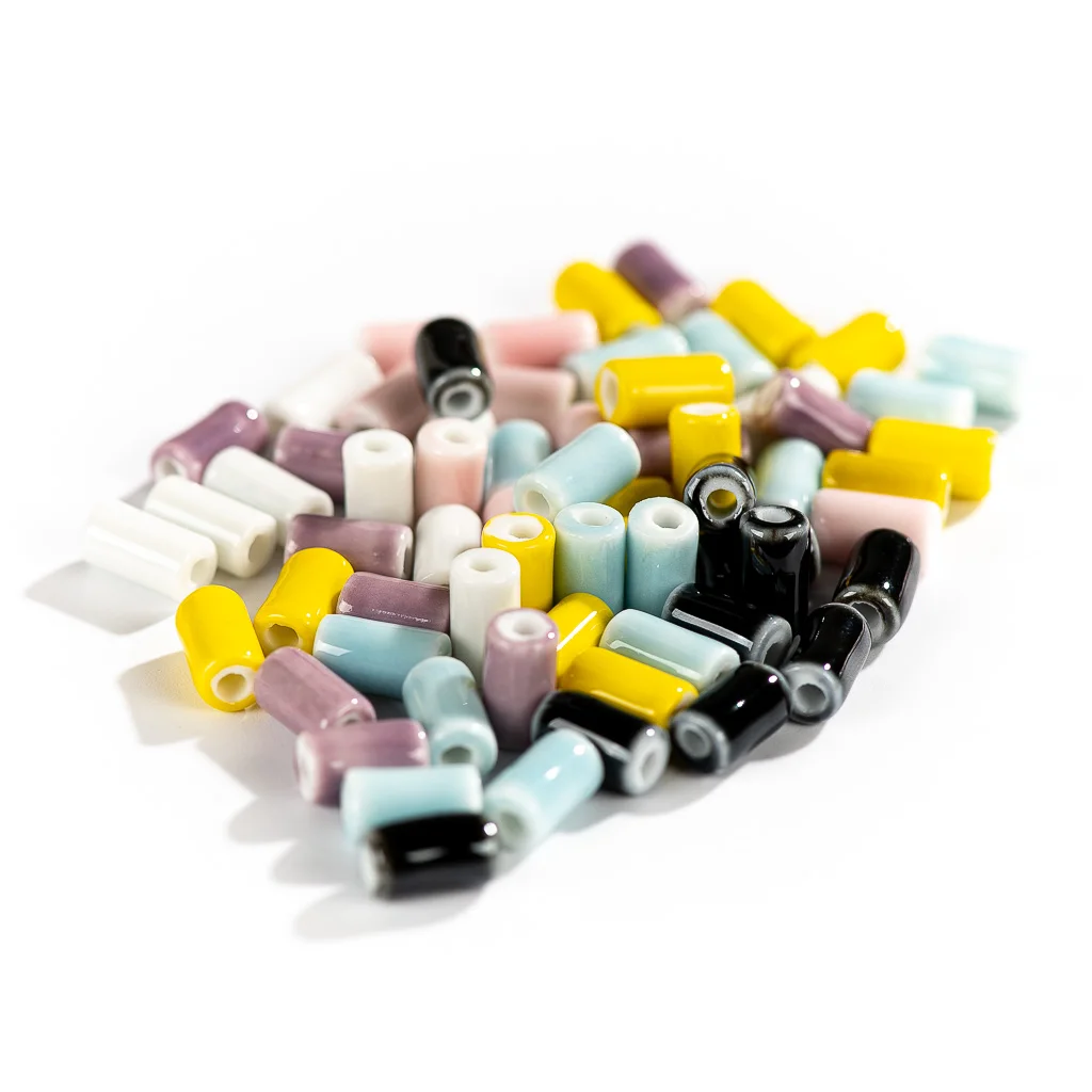 Color: WHITE - 10mm 20pcs Small Tube Pure Color Ceramic Beads Handmade Jewelry Making Supplies Bulk Wholesale Necklace Joias Diy #XN336-1