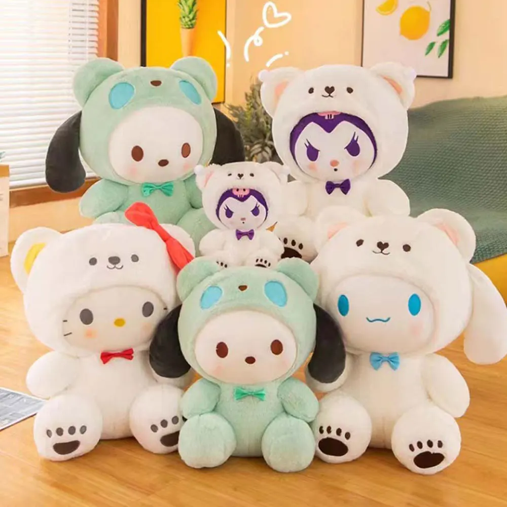 Color: HotPink, Height: 11cm-30cm - kawaii Sanrio Plushies Toy Hello Kitty Cinnamonroll Pochacco Kuromi Plush Doll Cos Bear Cute Toys Children Birthday Gifts