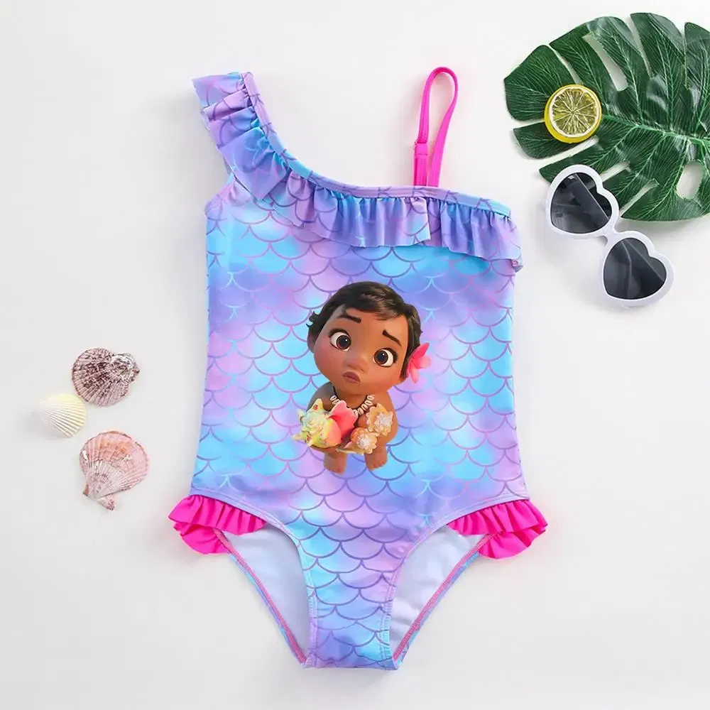 Color: Lavender, Kid Size: 3M - Moana Baby Girl Mermaid Fish Scale Print Swimsuit One-Piece Swimwear Toddler Bathing Suit Beach Outfit