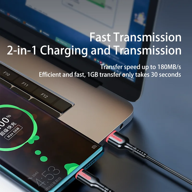 3-in-1 66W Fast Charging Cable  USB Type-C, Micro USB, and Lightning for iPhone, Samsung, Xiaomi