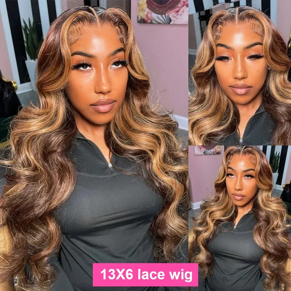 Stretched Length: 30inches, Hair Color: #18, Density: 200%, Ships From: CHINA - Highlight Wig Human Hair P4/27 Body Wave Wigs Highlight 13x6 Hd Lace Frontal Wig Human Hair 13x4 Hd Lace Front Human Hair Wigs