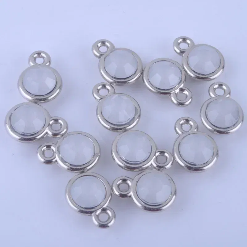 Metal color: Light Yellow Color - 150pcs/lot mixed Birthstone charms 11mm Acrylic for DIY jewelry