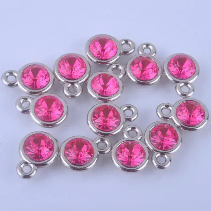 Metal color: Light Yellow Color - 150pcs/lot mixed Birthstone charms 11mm Acrylic for DIY jewelry