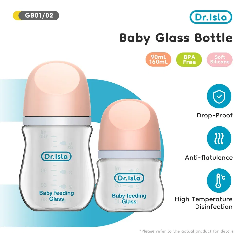 Color: green - Dr.isla Glass Bottles Newborn Feeding Bottles 80ML/160ML Baby Bottle Anti-flatulence Milk Feeding Bottles Infant BPA free