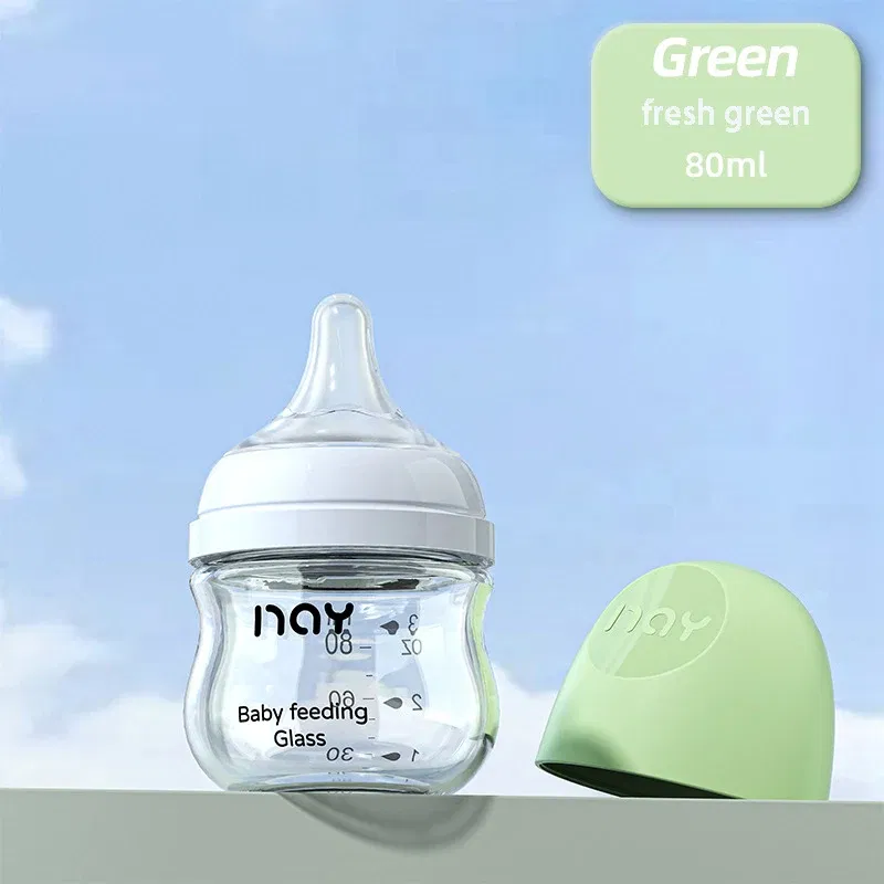Color: green - Dr.isla Glass Bottles Newborn Feeding Bottles 80ML/160ML Baby Bottle Anti-flatulence Milk Feeding Bottles Infant BPA free