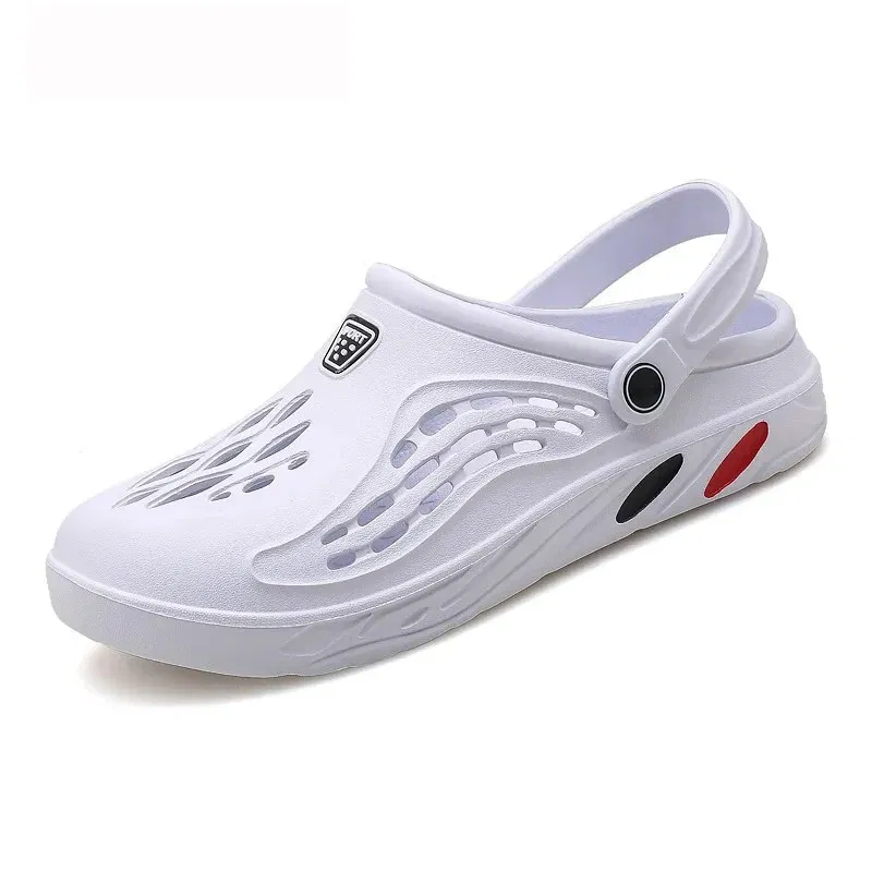 Color: WHITE, Shoe Size: 36 - Clogs Men Sandals Men Shoe Summer Fang Man Hoof Thongs Stamp Garden Beach Black Big Size Slippers for Men's Shoes Zapatos Hombre