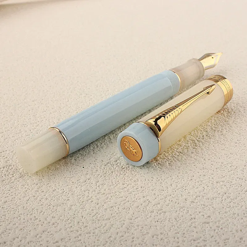 Color: Navy Blue, Nib Size: EF - JINHAO 100 Centennial Fountain Pen Resin Gold Clip Nib EF F M Students Pens Business Stationery School Office Supplies PK 9019