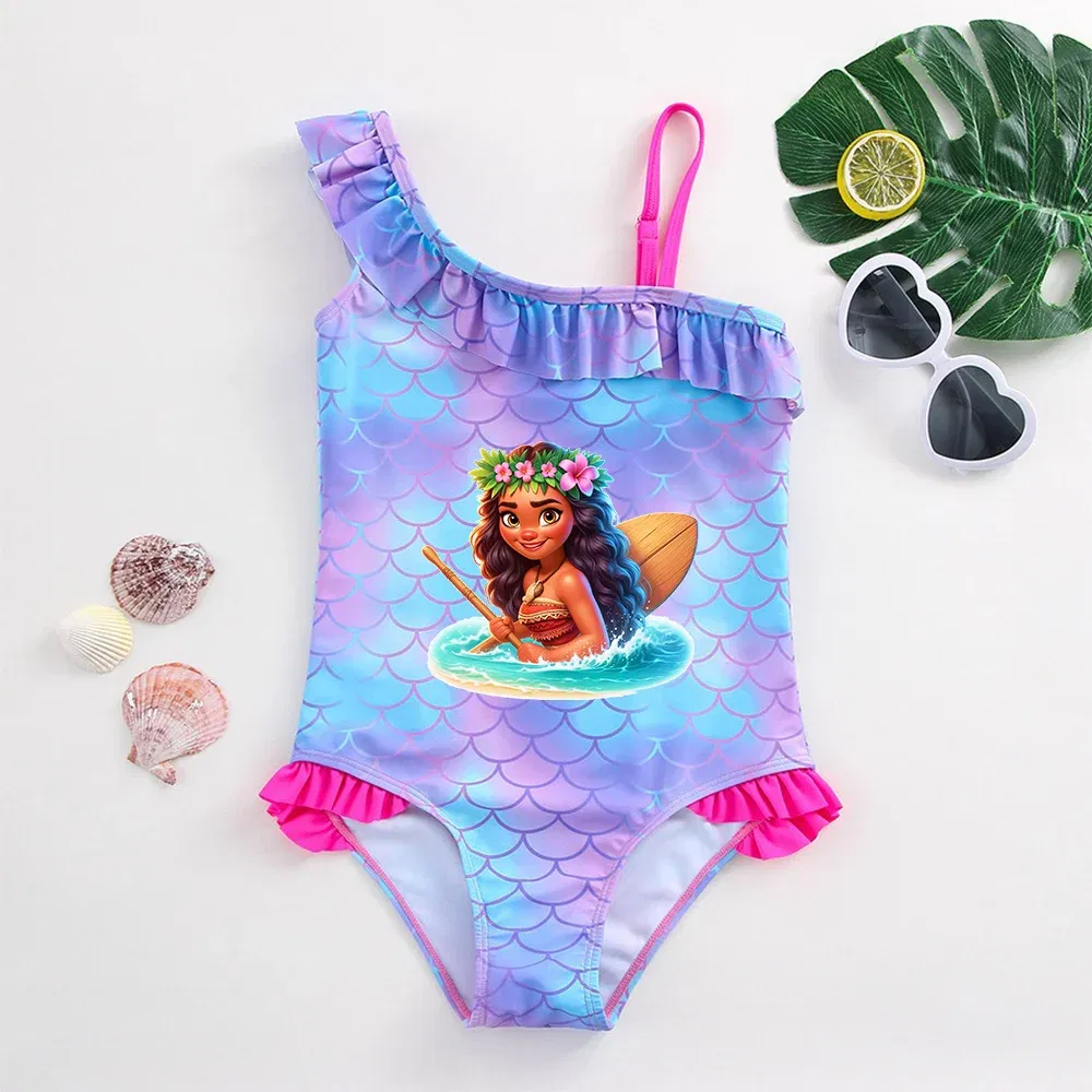 Color: Gold, Kid Size: 18M - Moana Baby Girl Mermaid Fish Scale Print Swimsuit One-Piece Swimwear Toddler Bathing Suit Beach Outfit