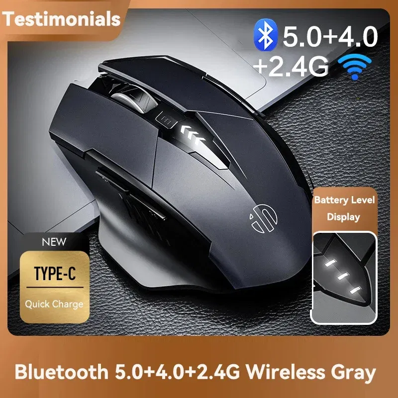 Color: Red - Bluetooth Compatible Mouse Rechargeable 2.4G INPHIC PM6 Wireless Mouse Office Mute Support PC Laptop Tablet Smartphone Universal