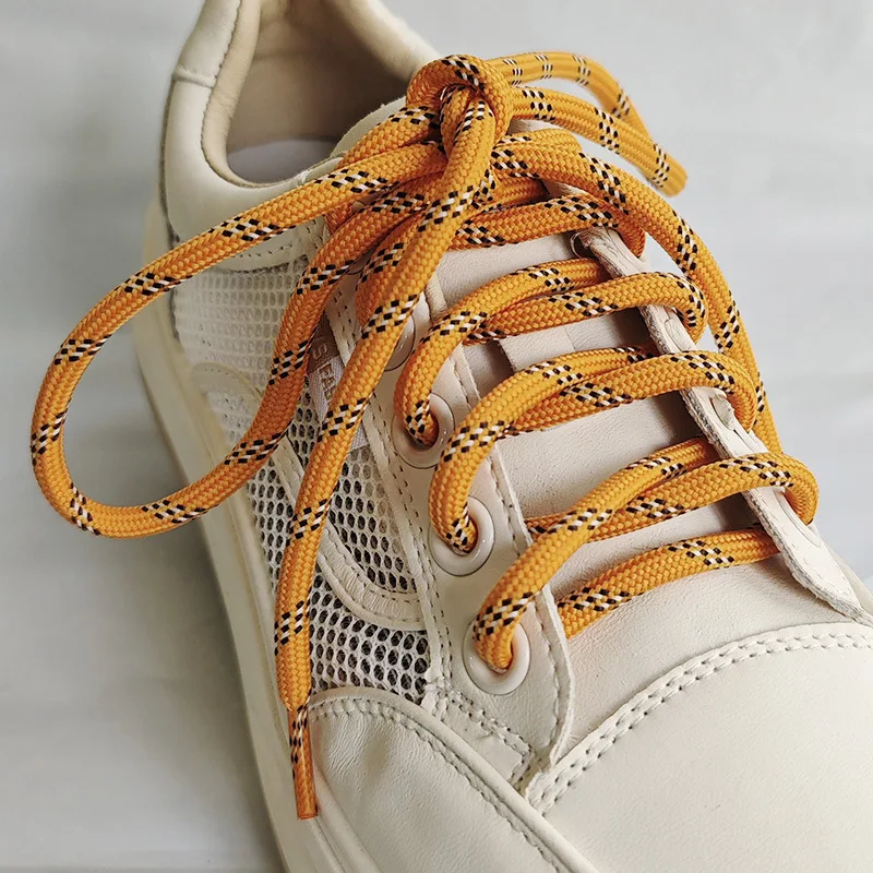 Color: GRAY, Length: 120cm - Colorful Diagonal Dots Round Rope Shoelaces Coarse Weave Polyester Shoes Laces For Women Men Sports Casual Sneaker DE Tran Shoes