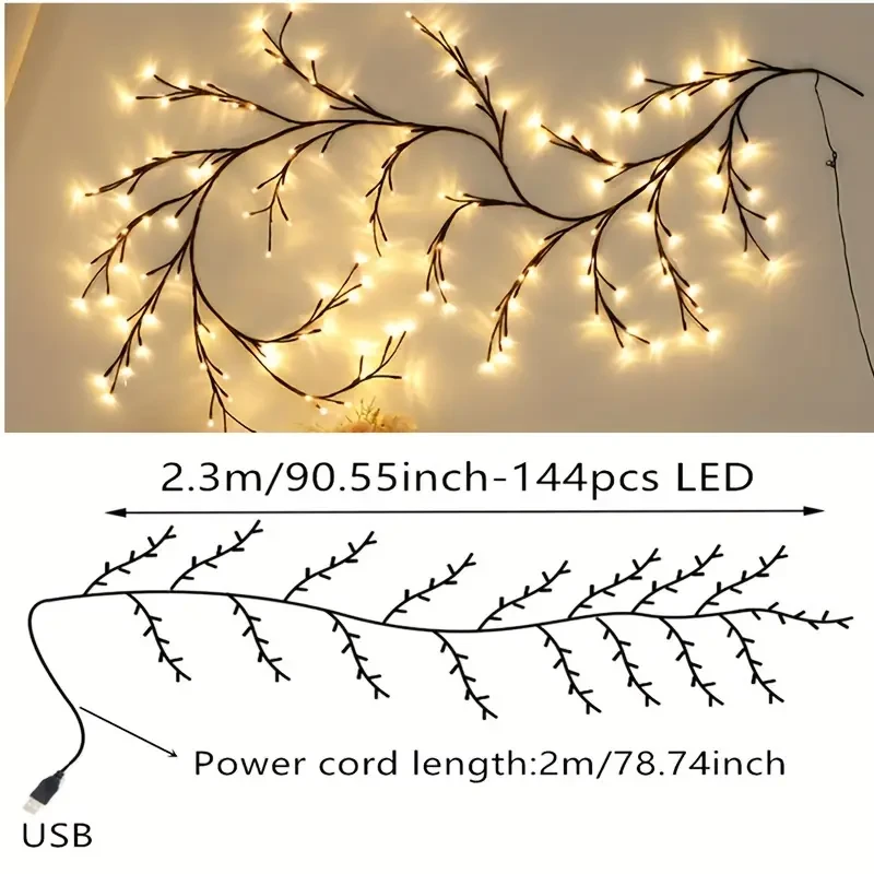 Decoration USB Powered DIY Christmas Tree Vine Lights