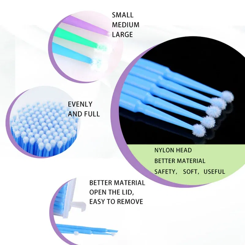 Color: Ivory - 500pcs/lot Eyelash Extension Cleaning Swabs Lash Lift Glue Remover Applicators Microblade Makeup Micro Brushes Tool