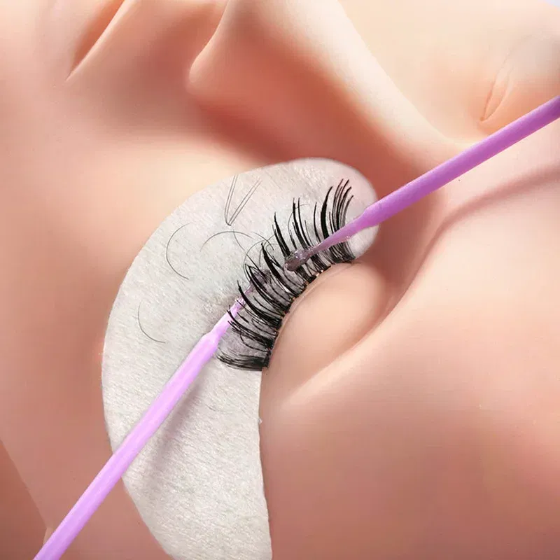 Color: Ivory - 500pcs/lot Eyelash Extension Cleaning Swabs Lash Lift Glue Remover Applicators Microblade Makeup Micro Brushes Tool