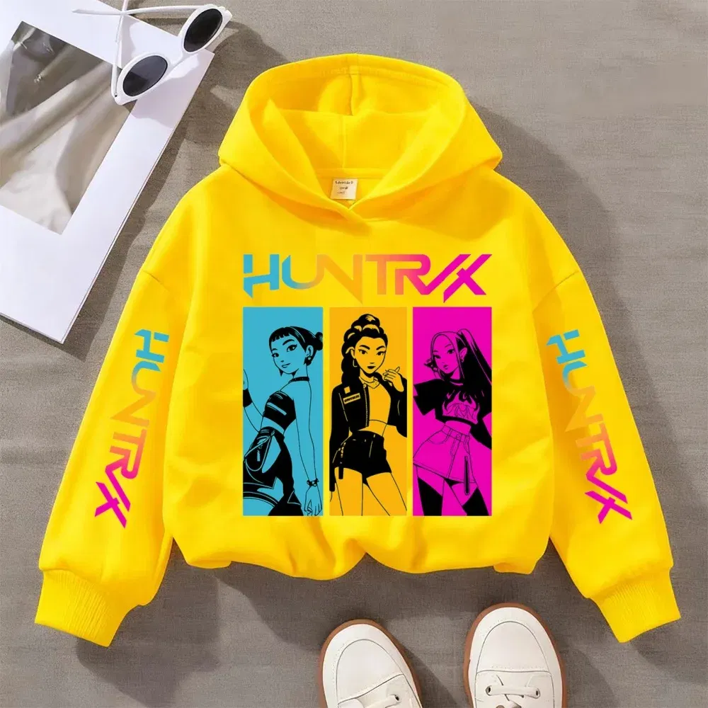 Color: Yellow, Kid Size: 152 - KPOP Demon Hunters Children's Sweatshirt Girls' Clothes Girls' Sweatshirt autumn 2024 New Cute Fashion Hoodie