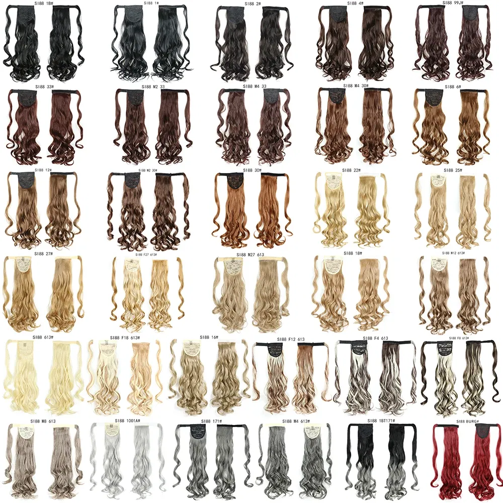 Color: #27 - LINWAN Synthetic Long Straight Wrap Around Clip In Ponytail Hair Extension Heat Reistan Pony Tail Fake Hair