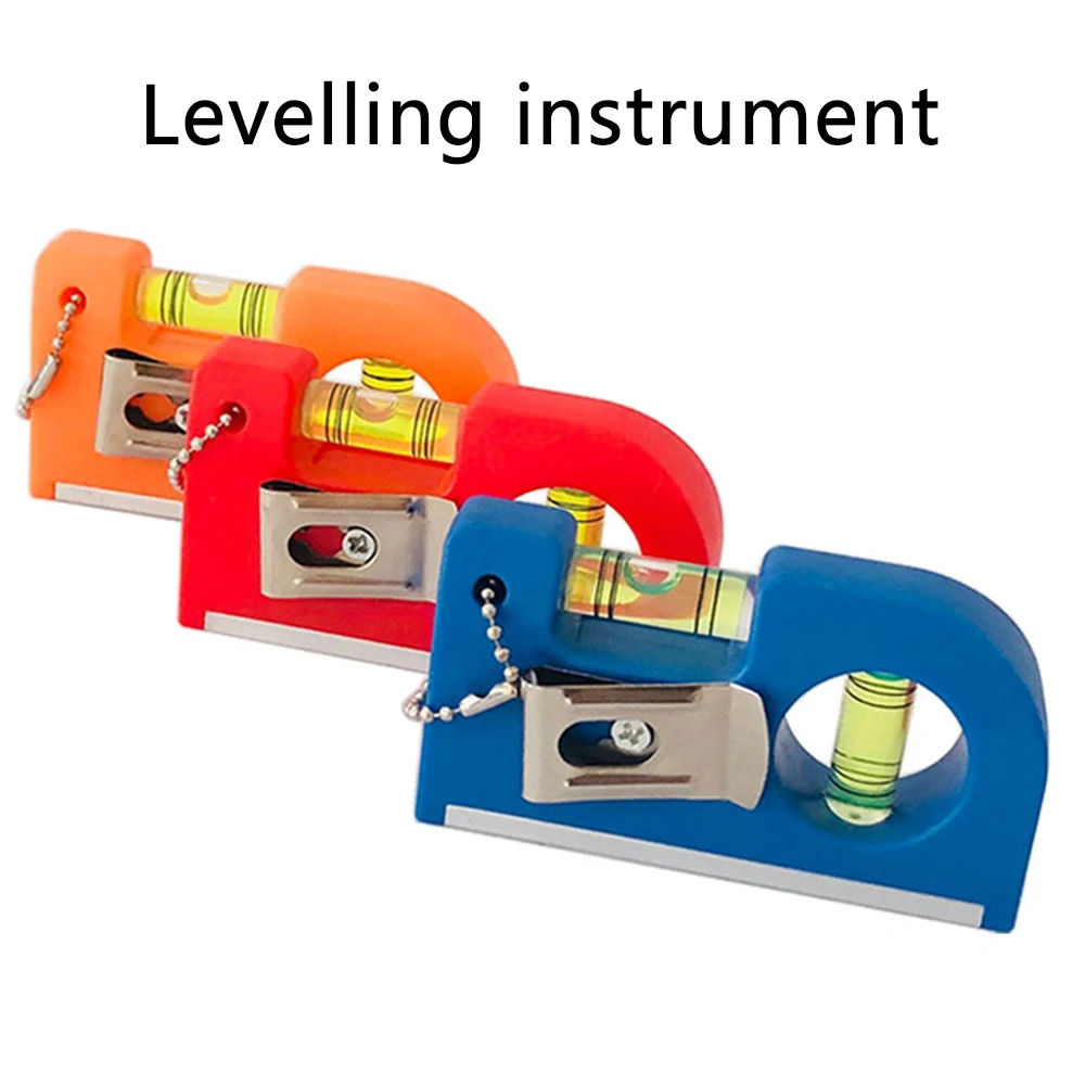 Color: Brown - Mini Pocket Level Bubble 2 Bubble Spirit Leveler With Metal Chain Hook Horizontal Ruler Portable Level Ruler Magnetic ABS Shell