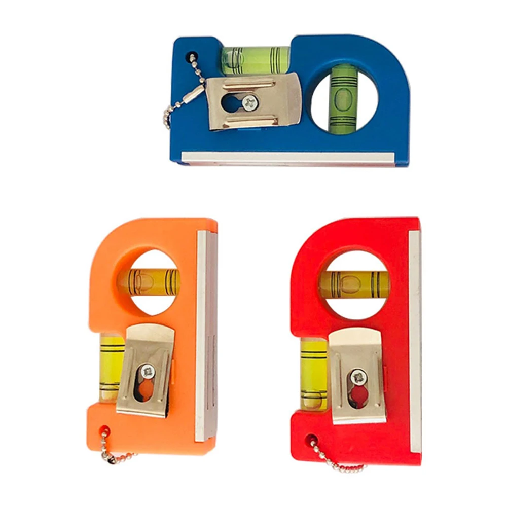 Color: Brown - Mini Pocket Level Bubble 2 Bubble Spirit Leveler With Metal Chain Hook Horizontal Ruler Portable Level Ruler Magnetic ABS Shell