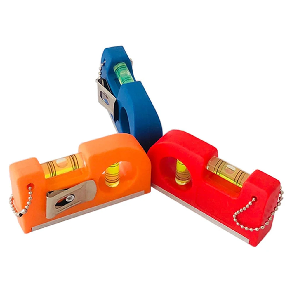 Color: Brown - Mini Pocket Level Bubble 2 Bubble Spirit Leveler With Metal Chain Hook Horizontal Ruler Portable Level Ruler Magnetic ABS Shell