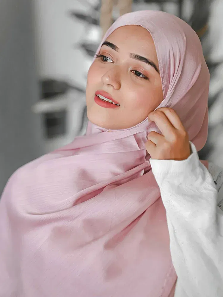 Color: Navy Blue - Hot Premium Satin Crinkle Hijab Scarf Chiffon Shawl Plain Muslim Women Hijabs Breathab Islam Women Turban Pleated Scarf Ramadan
