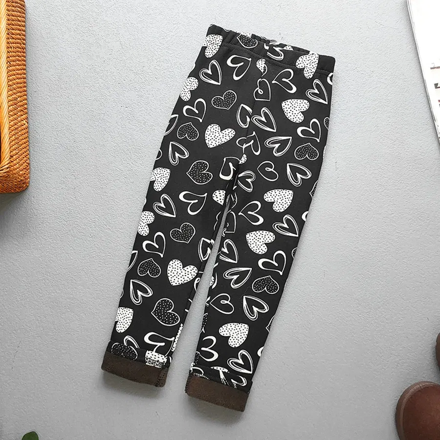 Color: SKY BLUE, Kid Size: 11 - Autumn Winter Print Flowers Thick Warm Kids Toddler Baby Girls Leggings Children's Pants