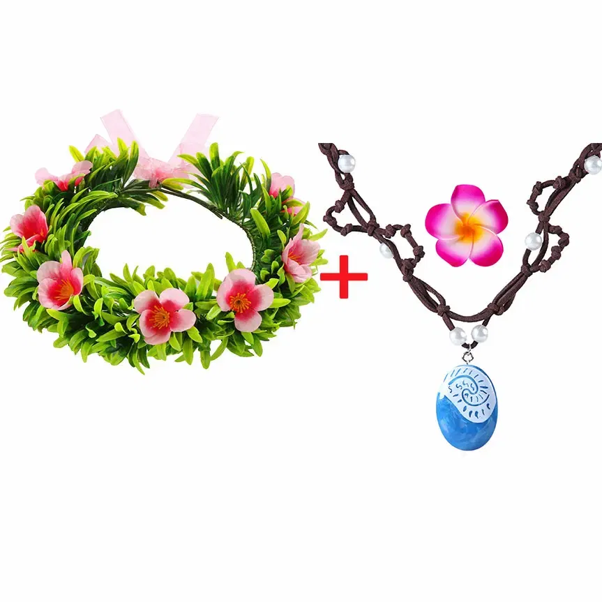 Color: Blue - Lovely Disney Moana 2 Dancing Flower Garland Headdress Kids Adult Hawaii Beach Floral Headgear Princess Vaina Cosplay Accessory