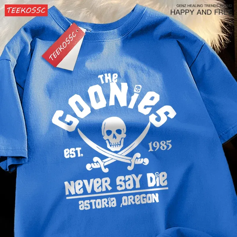 Color: Pink, Size: XXL - The Goonies Never Say Die T Shirts Men Women Comfortable Crewneck Tshirt Breathable Cotton T Shirts Street Loose Couple Clothing
