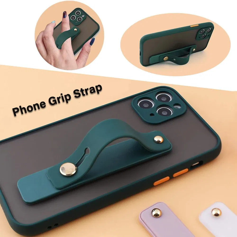 Color: WHITE - Wrist Band Hand Band Finger Grip Mobile Phone Holder Stand Push Pull Universal Plain Color Phone Socket Holder for iPhone Xiaomi