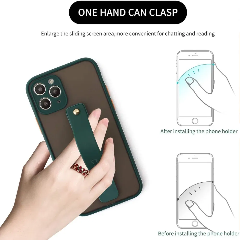 Color: WHITE - Wrist Band Hand Band Finger Grip Mobile Phone Holder Stand Push Pull Universal Plain Color Phone Socket Holder for iPhone Xiaomi