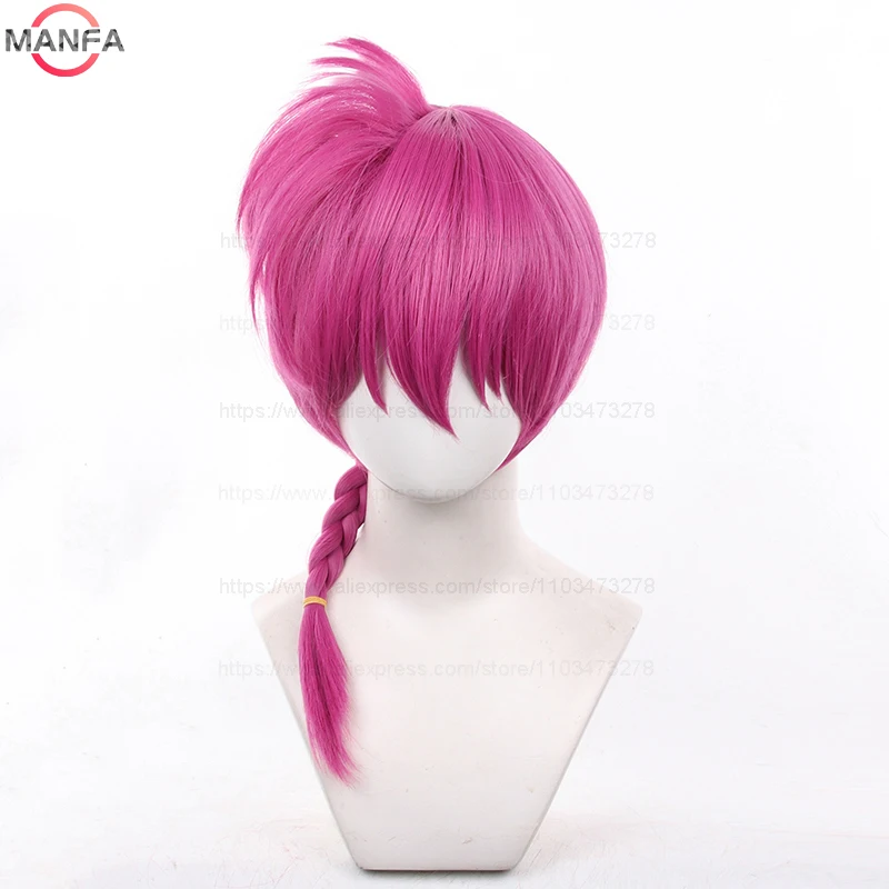 Color: WHITE - High Quality New Anime Ranma 1/2 Ranma Cosplay Wig Ranma Black Rose Red Braided Halloween Party Role Play Wigs + Wig Cap