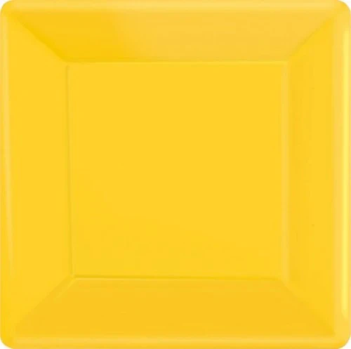 Paper Plates 23cm Square 20CT  - Sunshine Yellow  - Pack of 20