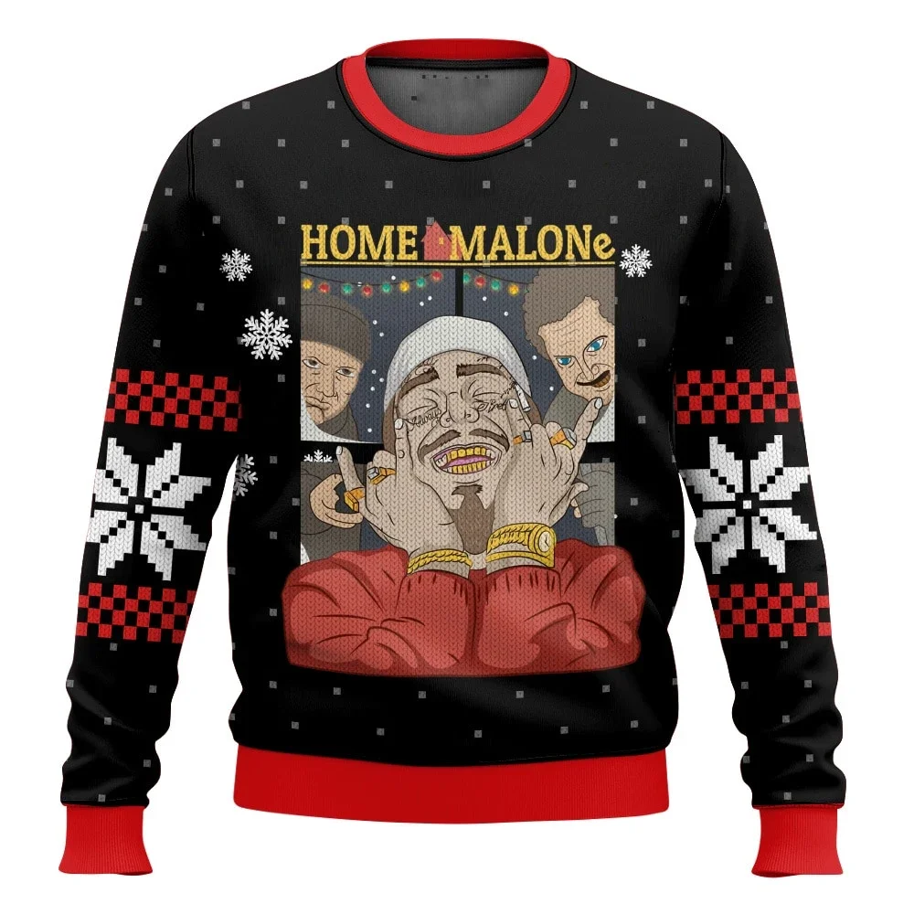 Color: Red, Size: XL, Ships From: CHINA - Merry Christmas alone at home Ugly Christmas sweater cartoon animation Men's pullover 2026 fashionable couple shirts Sweatshirt