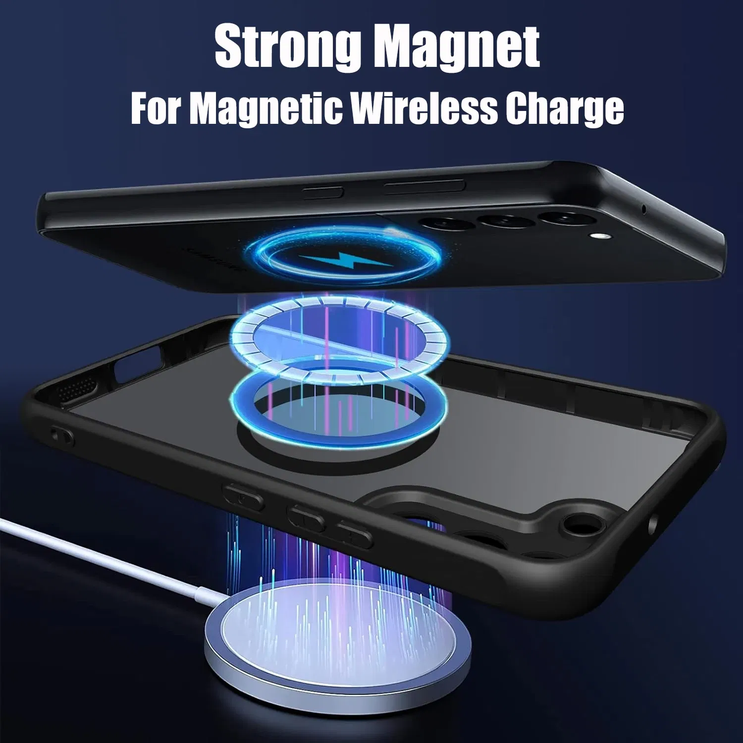 Color: Beige, Material: PE - UYUXIO Translucent Magnetic Mobile Phone Case with Kickstand for Samsung Galaxy S25 Ultra S24 S23 FE S22 Plus Slim Stand Cover
