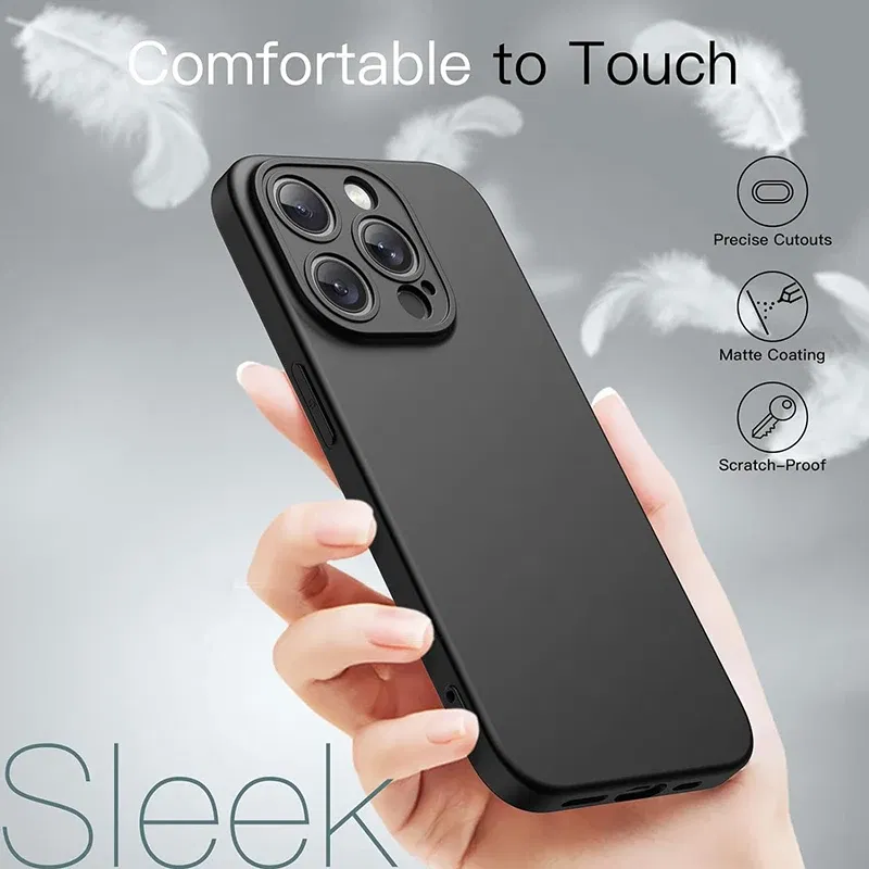 Color: black, Material: EVA - Matte Silicone Soft Case For iPhone 16 15 14 Plus 13 Mini Pro Max SE 2022 2020 Solid Black Slim Cover Fundas